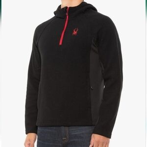 Spyder Boundless Hoodie Sweater 1/4 Zip Pullover Fleece Performance Black M